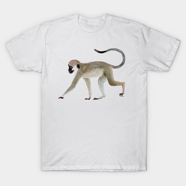 Vervet monkey hand painted watercolor T-Shirt by LeanneTalbot